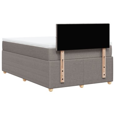 vidaXL Κρεβάτι Boxspring με Στρώμα Taupe 120x190cm Υφασμάτινο 1 τεμ. - Μονό