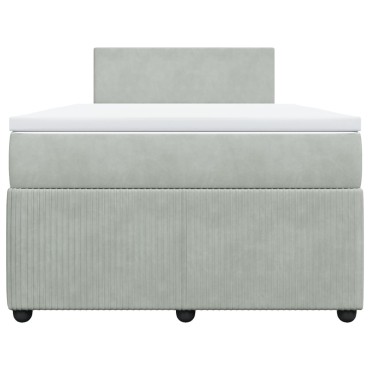 vidaXL Κρεβάτι Boxspring με Στρώμα Ανοιχτό Γκρι 120x190 εκ. Βελούδινο