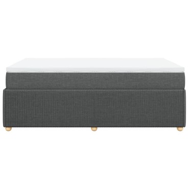 vidaXL Κρεβάτι Boxspring με Στρώμα Σκούρο Γκρι 120x190 εκ Υφασμάτινο