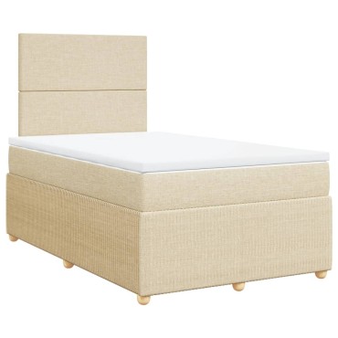 vidaXL Κρεβάτι Boxspring με Στρώμα Κρεμ 120x190 εκ. Υφασμάτινο