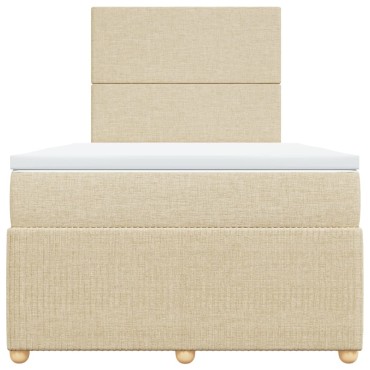 vidaXL Κρεβάτι Boxspring με Στρώμα Κρεμ 120x190 εκ. Υφασμάτινο