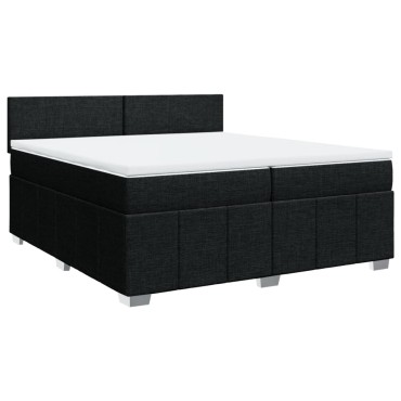 vidaXL Κρεβάτι Boxspring με Στρώμα Μαύρο 200x200 εκ. Υφασμάτινο