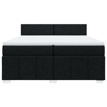 vidaXL Κρεβάτι Boxspring με Στρώμα Μαύρο 200x200 εκ. Υφασμάτινο