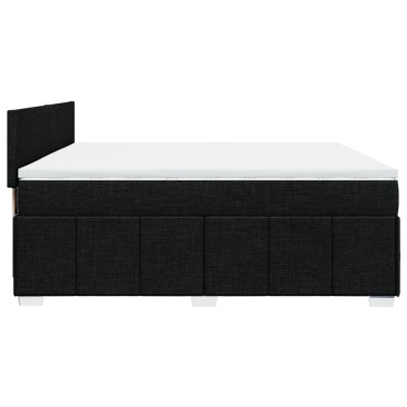 vidaXL Κρεβάτι Boxspring με Στρώμα Μαύρο 200x200 εκ. Υφασμάτινο