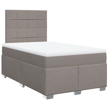 vidaXL Κρεβάτι Boxspring με Στρώμα Taupe 120x190 εκ. Υφασμάτινο