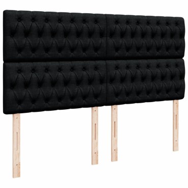 vidaXL Κρεβάτι Boxspring με Στρώμα Μαύρο 200x200 εκ. Υφασμάτινο