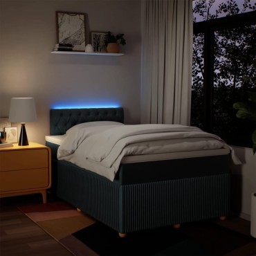vidaXL Κρεβάτι Boxspring με Στρώμα Μπλε 120x190 εκ. Υφασμάτινο