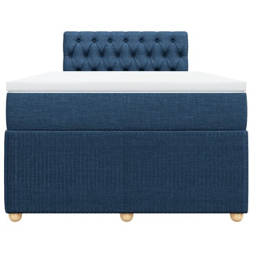 vidaXL Κρεβάτι Boxspring με Στρώμα Μπλε 120x190 εκ. Υφασμάτινο
