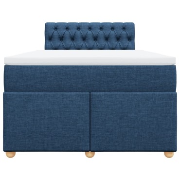 vidaXL Κρεβάτι Boxspring με Στρώμα Μπλε 120x190 εκ. Υφασμάτινο