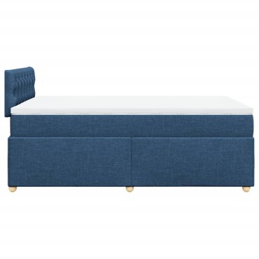 vidaXL Κρεβάτι Boxspring με Στρώμα Μπλε 120x190 εκ. Υφασμάτινο