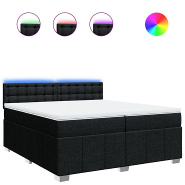 vidaXL Κρεβάτι Boxspring με Στρώμα Μαύρο 200x200 εκ. Υφασμάτινο