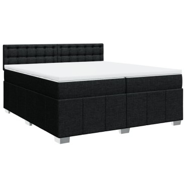 vidaXL Κρεβάτι Boxspring με Στρώμα Μαύρο 200x200 εκ. Υφασμάτινο