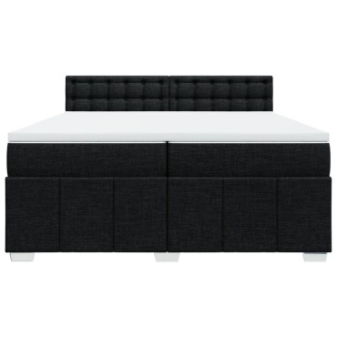 vidaXL Κρεβάτι Boxspring με Στρώμα Μαύρο 200x200 εκ. Υφασμάτινο