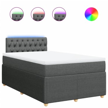 vidaXL Κρεβάτι Boxspring με Στρώμα Σκούρο Γκρι 120x190 εκ Υφασμάτινο