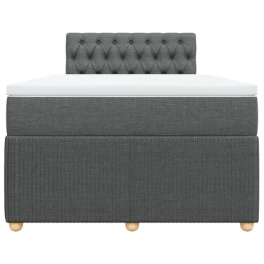 vidaXL Κρεβάτι Boxspring με Στρώμα Σκούρο Γκρι 120x190 εκ Υφασμάτινο