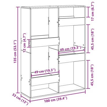 vidaXL Βιβλιοθήκη/Διαχωριστικό Χώρου Δρυς 100x33x135cm Επεξ. Ξύλο 1 τεμ.