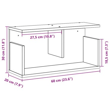 vidaXL Ντουλάπι Τοίχου Γκρι Σκυρ. 60x20x30cm από Επεξεργασμένο Ξύλο 1 τεμ.