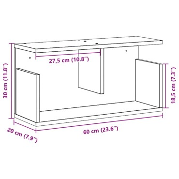 vidaXL Ντουλάπι Τοίχου Γκρι Sonoma 60x20x30cm από Επεξεργασμένο Ξύλο 1 τεμ.