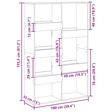 vidaXL Βιβλιοθήκη/Διαχωριστικό Χώρου Δρυς 100x33x155,5cm Επεξ. Ξύλο 1 τεμ.
