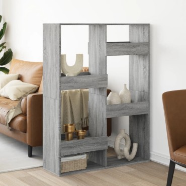 vidaXL Βιβλιοθήκη/Διαχωριστικό Χώρου Γκρι 100x33x135cm Επεξ. Ξύλο 1 τεμ.