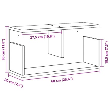 vidaXL Ντουλάπι Τοίχου Καφέ Δρυς 60x20x30cm από Επεξεργασμένο Ξύλο 1 τεμ.