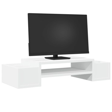 vidaXL Βάση Οθόνης με Αποθ. Λευκή 70x27x15 εκ. Επεξεργασμένο Ξύλο