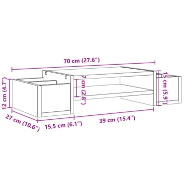 vidaXL Βάση Οθόνης με Αποθ. 70x27x15 εκ. από Επεξεργ. Ξύλο