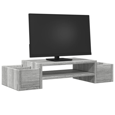 vidaXL Βάση Οθόνης με Αποθ. Γκρι Sonoma 70x27x15 εκ. Επεξεργ. Ξύλο