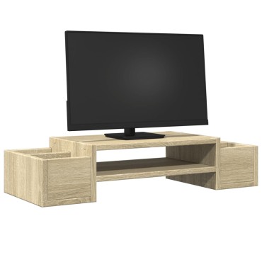 vidaXL Βάση Οθόνης με Αποθ. Sonoma Δρυς 70x27x15 εκ Επεξεργασμένο Ξύλο