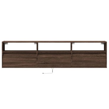 vidaXL Έπιπλο Τοίχου Τηλεόρασης με LED Καφέ Δρυς 180x31x45cm