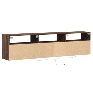 vidaXL Έπιπλο Τοίχου Τηλεόρασης με LED Καφέ Δρυς 180x31x45cm