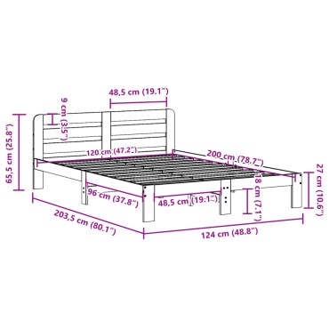 vidaXL Σκελετός Κρεβ. Χωρίς Στρώμα Λευκό 120x200 εκ Μασίφ Πεύκο