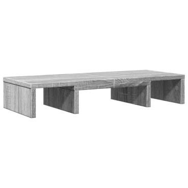 vidaXL Βάση Οθόνης Ρυθμιζ. Γκρι Sonoma 60x24x10,5 εκ. Επεξεργ. Ξύλο