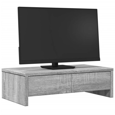 vidaXL Βάση Οθόνης με Συρτάρια Γκρι Sonoma 50x27x15 εκ. Επεξεργ. Ξύλο