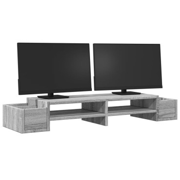 vidaXL Βάση Οθόνης με Αποθ. Γκρι Sonoma 100x27x15 εκ. Επεξεργ. Ξύλο