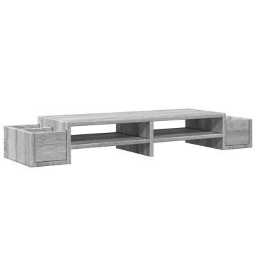 vidaXL Βάση Οθόνης με Αποθ. Γκρι Sonoma 100x27x15 εκ. Επεξεργ. Ξύλο