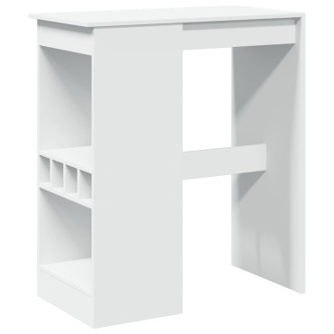 vidaXL Τραπέζι Μπαρ με Ράφια Λευκό 90x47,5x103,5cm Επεξεργ. Ξύλο 1 τεμ.