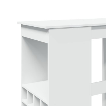 vidaXL Τραπέζι Μπαρ με Ράφια Λευκό 90x47,5x103,5cm Επεξεργ. Ξύλο 1 τεμ.