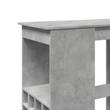 vidaXL Τραπέζι Μπαρ με Ράφια Γκρι Σκυρ. 90x47,5x103,5cm Επεξεργ. Ξύλο 1 τεμ.