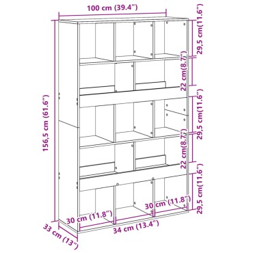 vidaXL Βιβλιοθήκη/Διαχωριστικό Χώρου Δρυς 100x33x156,5cm Επεξ. Ξύλο 1 τεμ.