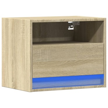 vidaXL Κομοδίνο Επιτοίχιο με Φώτα LED Sonoma Δρυς 50x34x40cm 1 τεμ.