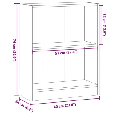 vidaXL Βιβλιοθήκη Αρτισιανή Δρυς 60x24x76cm από Επεξεργασμένο Ξύλο 1 τεμ.