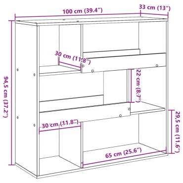 vidaXL Βιβλιοθήκη/Διαχωριστικό Χώρου Sonoma Δρυς 100x33x94,5cm 1 τεμ.