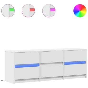 vidaXL Έπιπλο Τηλεόρασης με LED Λευκό 140x34x50cm από Επεξ. Ξύλο