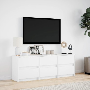 vidaXL Έπιπλο Τηλεόρασης με LED Λευκό 140x34x50cm από Επεξ. Ξύλο