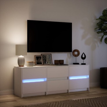 vidaXL Έπιπλο Τηλεόρασης με LED Λευκό 140x34x50cm από Επεξ. Ξύλο
