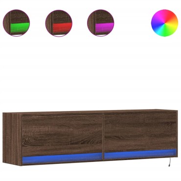 vidaXL Έπιπλο Τοίχου Τηλεόρασης με LED Καφέ Δρυς 140x31x38cm