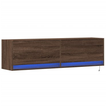 vidaXL Έπιπλο Τοίχου Τηλεόρασης με LED Καφέ Δρυς 140x31x38cm