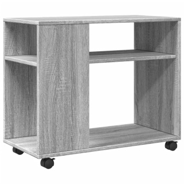 vidaXL Βοηθητικό Τραπέζι με Ρόδες Γκρι Sonoma 70x35x60cm Επεξ. Ξύλο 1 τεμ.