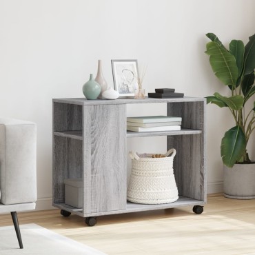 vidaXL Βοηθητικό Τραπέζι με Ρόδες Γκρι Sonoma 70x35x60cm Επεξ. Ξύλο 1 τεμ.